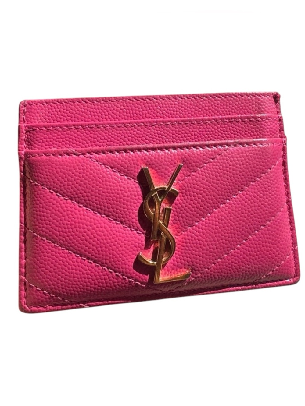 Saint Laurent Grain de Poudre Matelassé Chevron Monogram credit card case